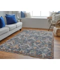 Feizy Kaia Casual Floral & Botanical, Blue/Orange/Ivory, 3' x 5' Accent Rug