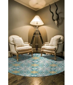 Feizy Keats 3469F TEAL Area Rug 8 ft. 9 in. X 8 ft. 9 in. Round