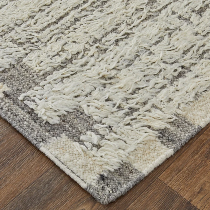 Feizy Ashby Casual Stripes, Ivory/Gray, 3'-6" x 5'-6" Accent Rug