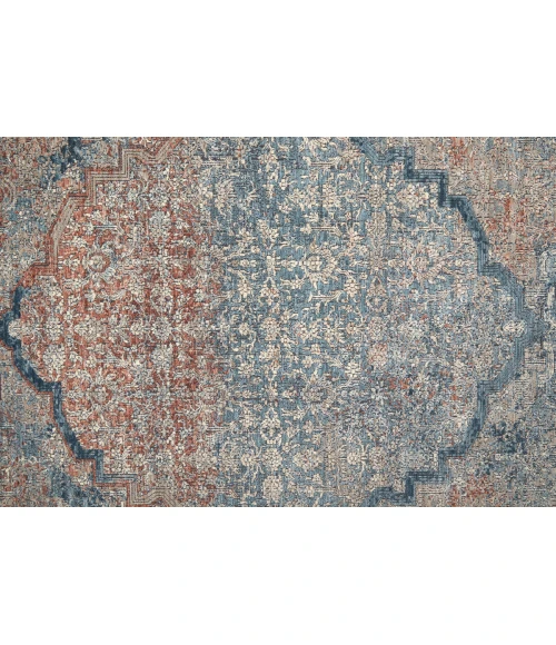 Feizy Marquette Bohemian & Eclectic Medallion, Blue/Red/Gray, 2'-8" x 12' Runner