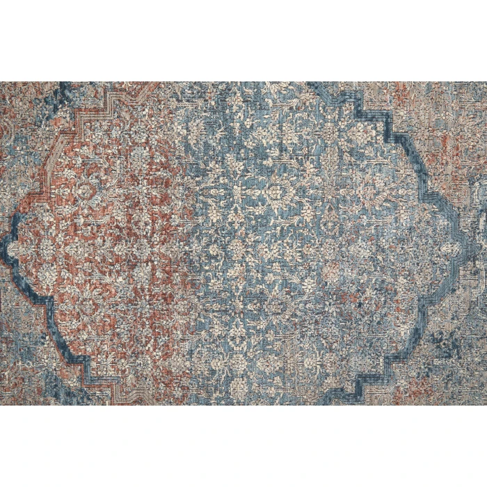 Feizy Marquette Bohemian & Eclectic Medallion, Blue/Red/Gray, 2'-8" x 12' Runner