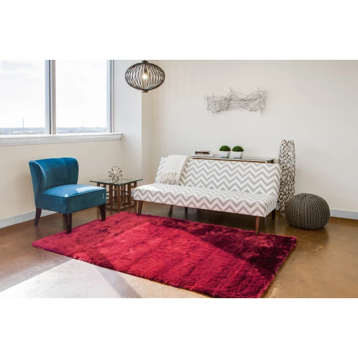 Feizy Indochine Luxury & Glam Solid, Red, 8' x 8' Round Rug