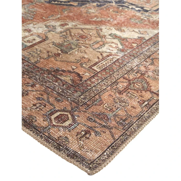 Feizy Percy Vintage Medallion Area Rug, Pink Clay/Charcoal Gray, 5ft-3in x 7ft-6in