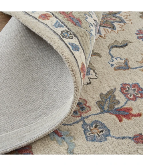 Feizy Rylan Tufted Persian Floral Rug, Stone Gray/Red/Blue, 9ft x 12ft Area Rug