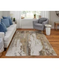Feizy Aura Casual Abstract, Ivory/Gold/Brown, 1'-8" x 2'-10" Accent Rug
