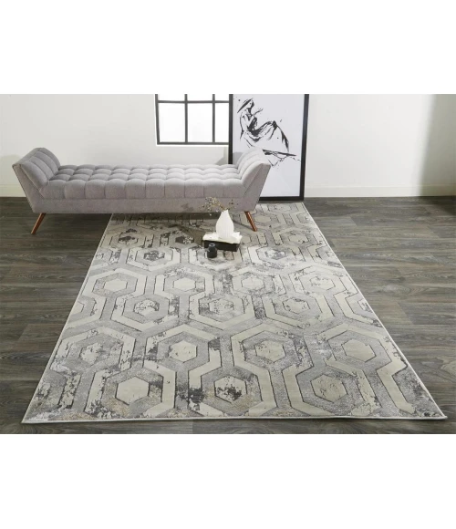 Feizy Micah Luxury & Glam Distressed, Gray/Taupe/Silver, 12' x 18' Area Rug