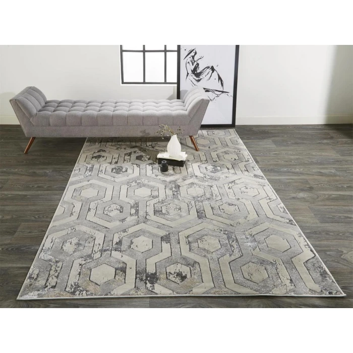 Feizy Micah Luxury & Glam Distressed, Gray/Taupe/Silver, 13' x 20' Area Rug