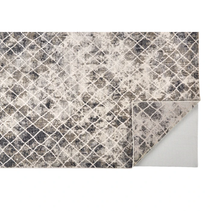 Feizy Kano Casual Diamond, Ivory/Gray/Taupe, 8'-9" x 8'-9" Round Rug