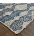 Feizy Mynka Bohemian & Eclectic Diamond, Ivory/Gray/Blue, 2'-6" x 8' Runner