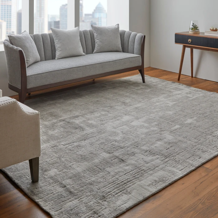Feizy Eastfield Casual Abstract, Gray/Ivory, 8' x 8' Round Rug