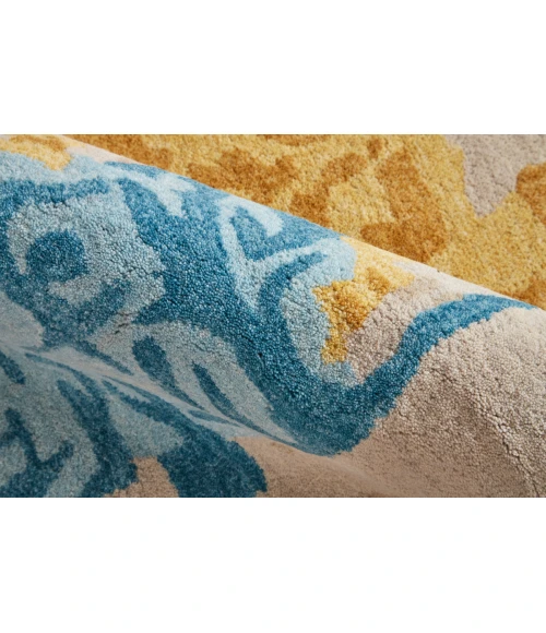 Feizy Everley Casual Abstract, Ivory/Yellow/Blue, 12' x 15' Area Rug