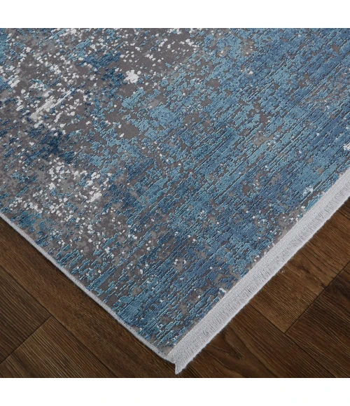 Feizy Cadiz Casual Abstract, Blue/Gray/Silver, 3'-1" x 10' Runner