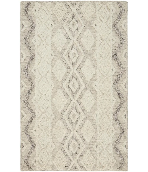 Feizy Anica Moroccan Wool Tufted Rug, Moroccan Style, Ivory/Gray, 4ft x 6ft Accent Rug