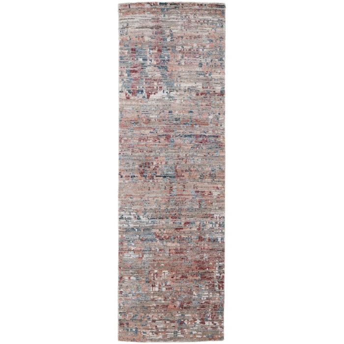 Feizy Conroe Luxe Abstract Hand Knot Rug, Copper/Blue/Henna, 2ft-6in x 8ft Runner