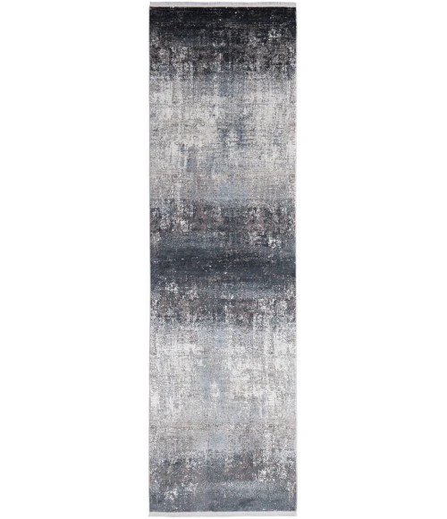 Feizy Cadiz Casual Abstract, Gray/Black/Silver, 3'-1" x 10' Runner