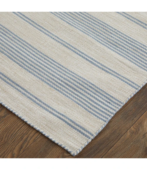 Feizy Duprine Casual Stripes, Blue/Ivory/Tan, 5' x 8' Area Rug