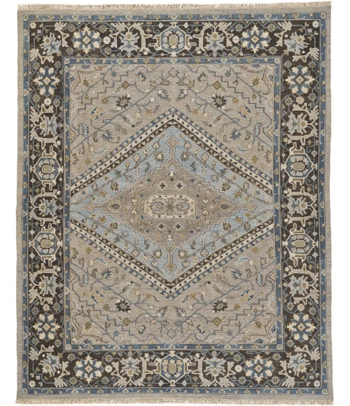 Feizy Goshen Classic Oriental, Gray/Taupe/Blue, 7'-9" x 9'-9" Area Rug