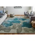 Feizy Anya Industrial Abstract, Blue/Gray/Ivory, 12' x 15' Area Rug