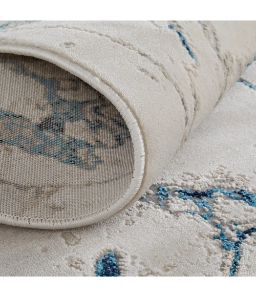 Feizy Indio Industrial Abstract, Ivory/Blue/Black, 8' x 10' Area Rug