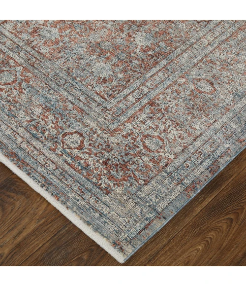 Feizy Marquette Bohemian & Eclectic Medallion, Blue/Red/Gray, 2'-8" x 12' Runner