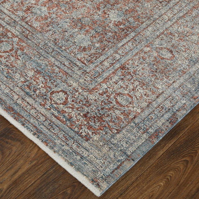 Feizy Marquette Bohemian & Eclectic Medallion, Blue/Red/Gray, 2'-8" x 12' Runner