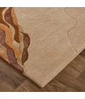 Feizy Serrano Industrial Abstract, Tan/Orange, 5' x 8' Area Rug