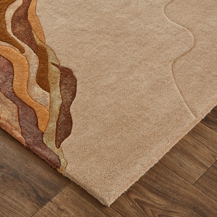 Feizy Serrano Industrial Abstract, Tan/Orange, 5' x 8' Area Rug