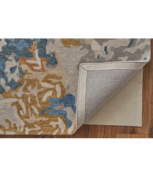 Feizy Everley Casual Abstract, Gray/Blue/Gold, 12' x 15' Area Rug
