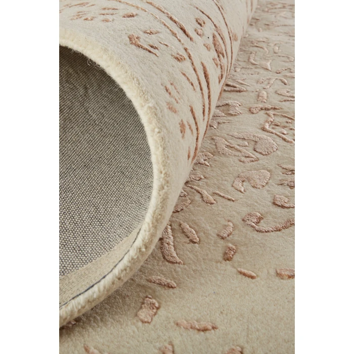 Feizy Bella High/Low Floral Wool Rug, Sand Beige/Blush Pink, 2ft - 6in x 8ft, Runner