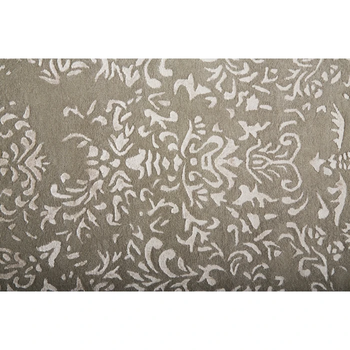 Feizy Bella High/Low Floral Wool Rug, Warm Silver Gray, 10ft x 14ft Area Rug