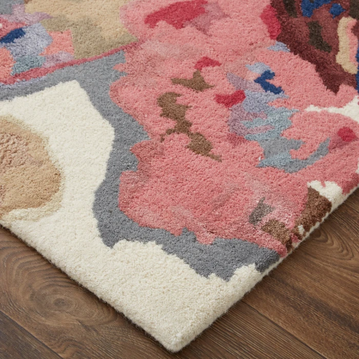 Feizy Dafney Casual Floral & Botanical, Blue/Pink/Gray, 3'-6" x 5'-6" Area Rug