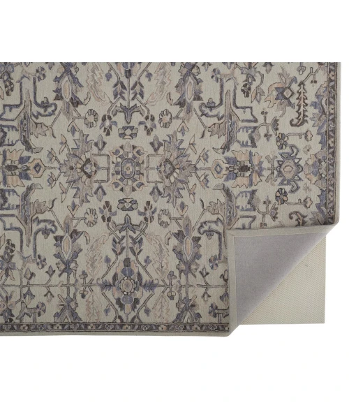 Feizy Fallon Rustic Farmhouse Rug, Light Gray/Cornflower Blue, 5ft x 8ft