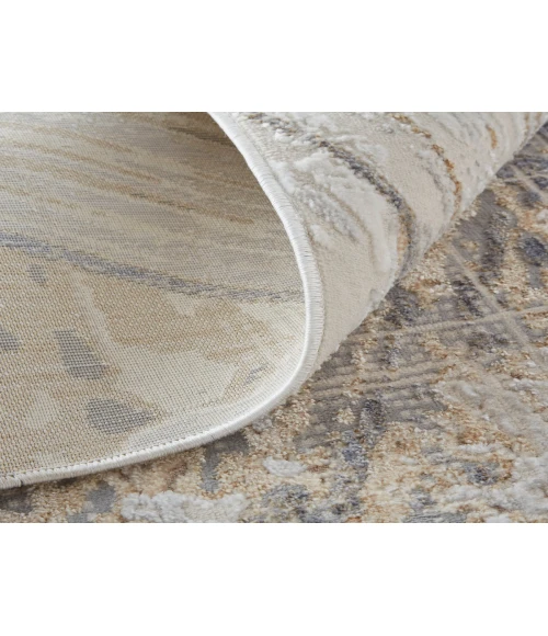 Feizy Laina Casual Abstract, Tan/Ivory/Gray, 3' x 10' Runner