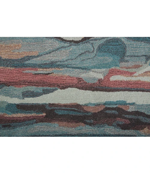 Feizy Amira Contemporary Watercolor Rug, Crystal Teal/Red/Tan, 8ft x 10ft Area Rug