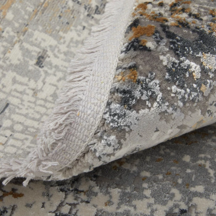 Feizy Cadiz Casual Abstract, Ivory/Gray/Gold, 9'-9" x 13'-2" Area Rug