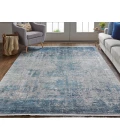 Feizy Cadiz Gradient Watercolor Rug, Blue/Silver Gray, 4ft-10in x 7ft-10in Area Rug