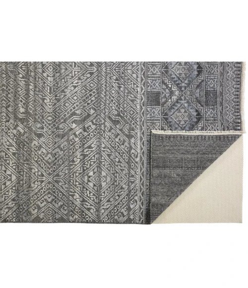 Feizy Payton Farmhouse Diamond, Gray/Ivory/Blue, 9'-6" x 13'-6" Area Rug