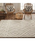 Feizy Anica Farmhouse Diamond, Ivory/Tan, 12' x 15' Area Rug