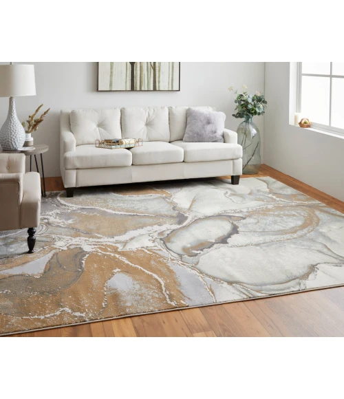 Feizy Clio Industrial Abstract, Gray/Brown, 12' x 15' Area Rug