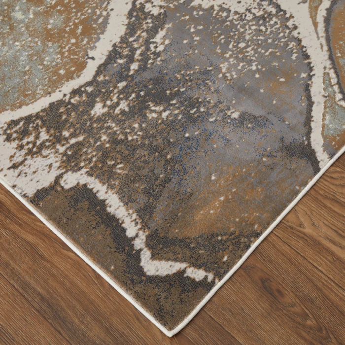 Feizy Clio Industrial Abstract, Gray/Brown, 2'-9" x 7'-10" RUNNER Runner