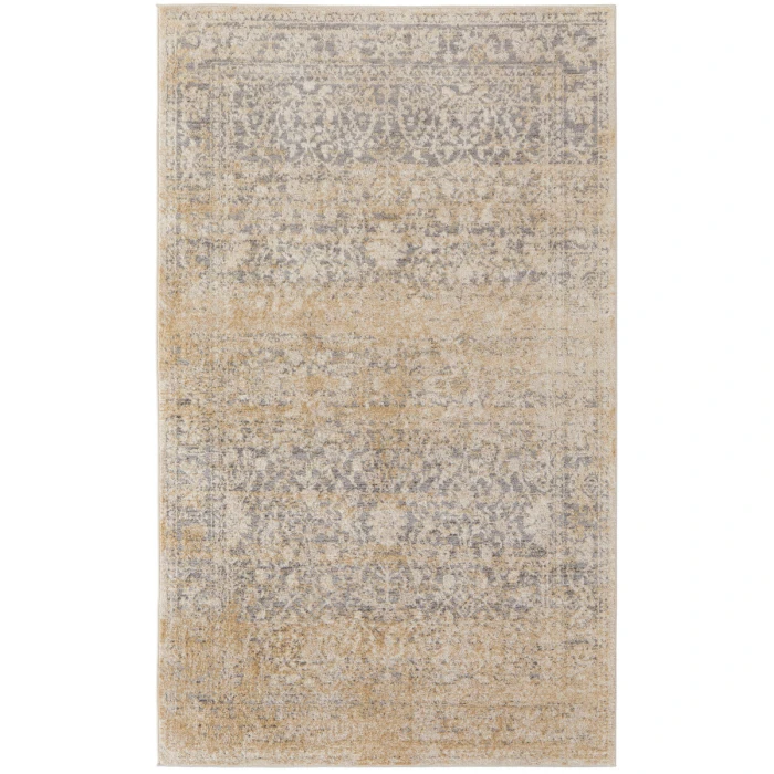 Feizy Camellia Casual Floral & Botanical, Gray/Ivory, 4'-3" x 6'-3" Accent Rug
