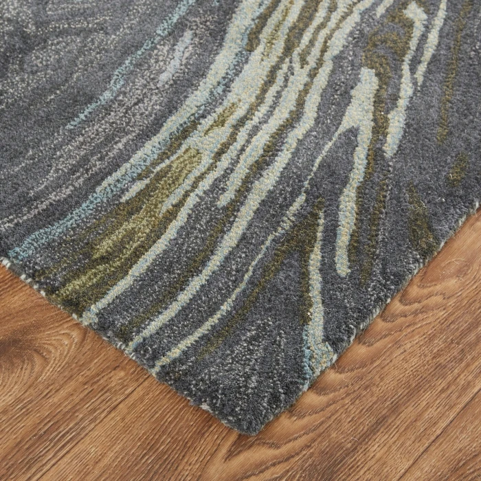 Feizy Amira Contemporary Marble Rug, Olive Green/Deep Gray/Blue, 8ft x 10ft Area Rug
