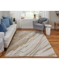 Feizy Aura Industrial Abstract, Ivory/Taupe/Gold, 1'-8" x 2'-10" Accent Rug