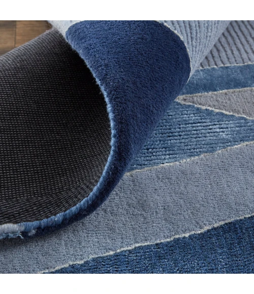 Feizy Nash Farmhouse Geometric, Blue/Silver, 9' x 12' Area Rug