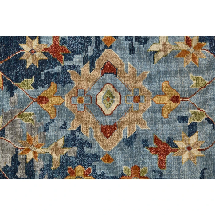 Feizy Leylan Vintage Floral & Botanical, Blue/Orange/Red, 3'-6" x 5'-6" Area Rug