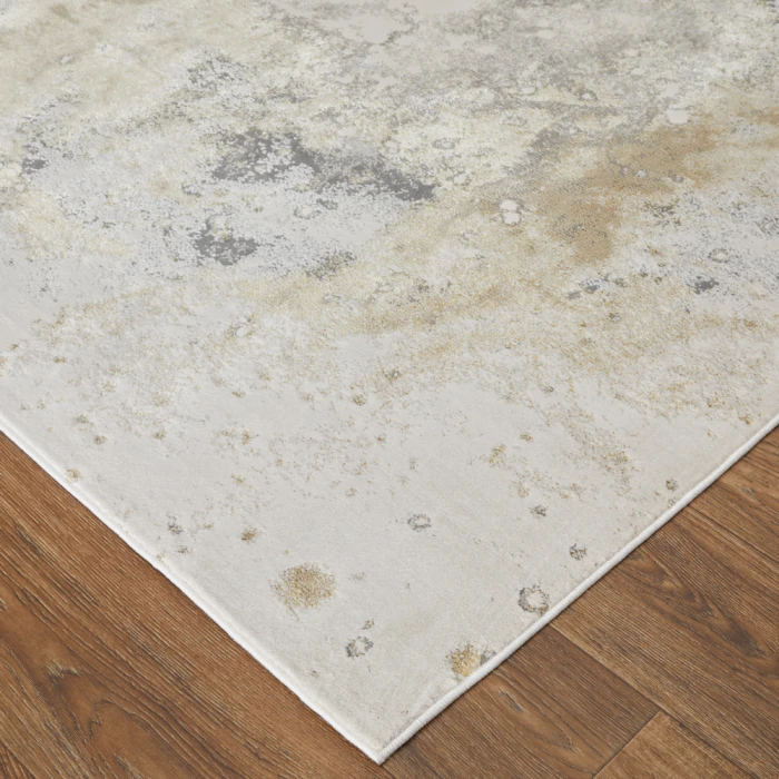 Feizy Astra Industrial Abstract, Gray/Gold/Ivory, 2'-10" x 7'-10" Runner