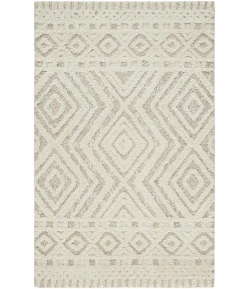 Feizy Anica Moroccan Wool Rug w/Diamonds, Ivory/Natural Tan, 2ft x 3ft Accent Rug