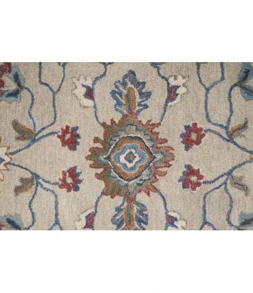 Feizy Rylan Tufted Persian Floral Rug, Stone Gray/Red/Blue, 9ft x 12ft Area Rug