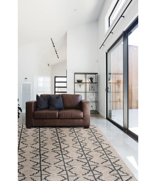 Feizy Enzo Global Geometric, Black/Taupe/Gray, 9'-6" x 13'-6" Area Rug