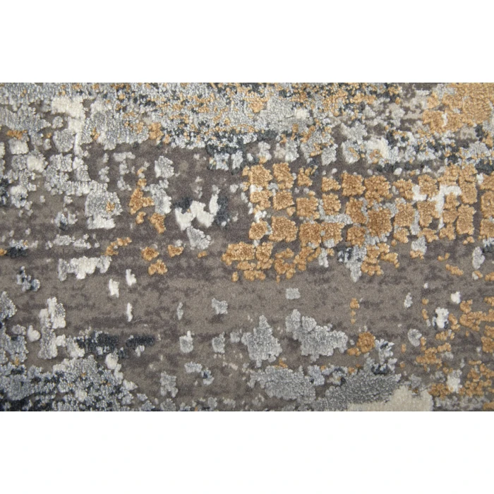 Feizy Cadiz Casual Abstract, Ivory/Gray/Gold, 9'-9" x 13'-2" Area Rug